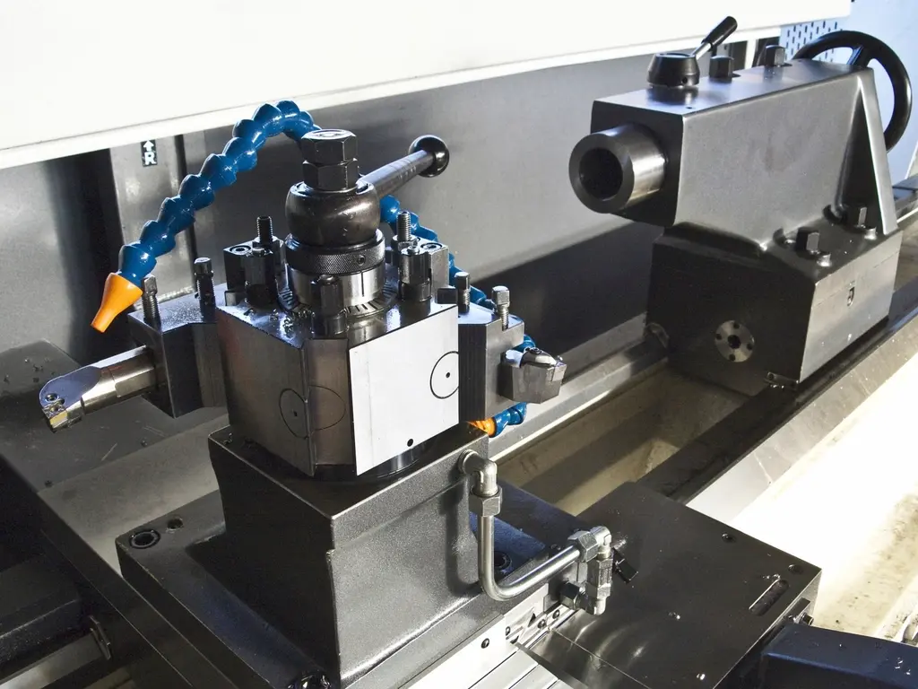 CNC lathe turret holding cutting tools