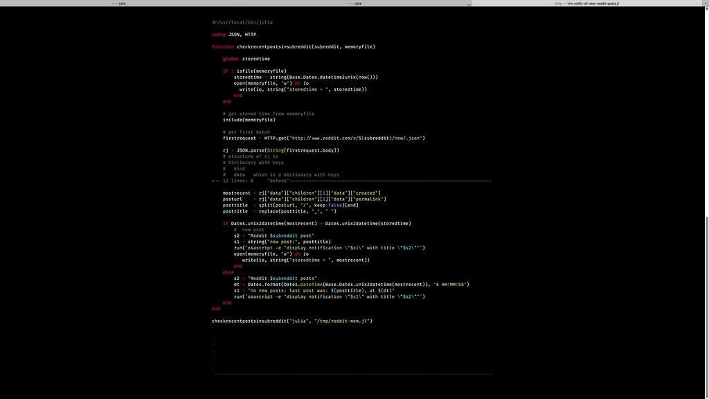 Application source code on a screen