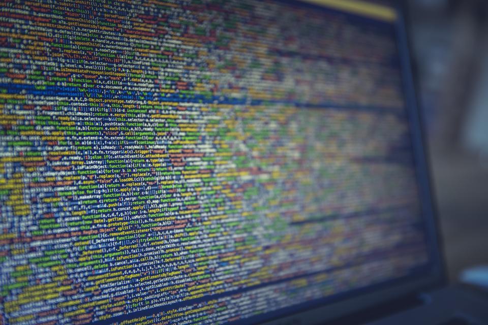 Programming code on a developer's screen