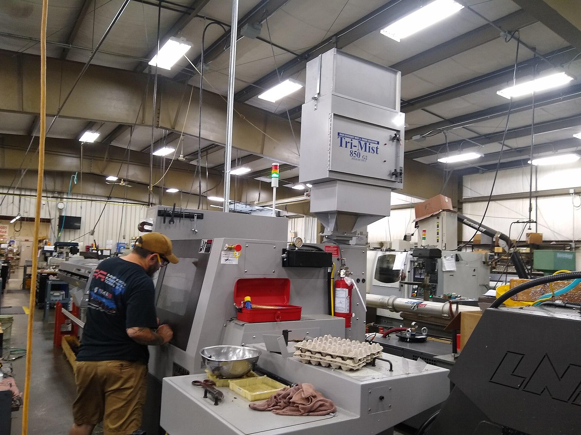 CNC lathe on a machine shop floor