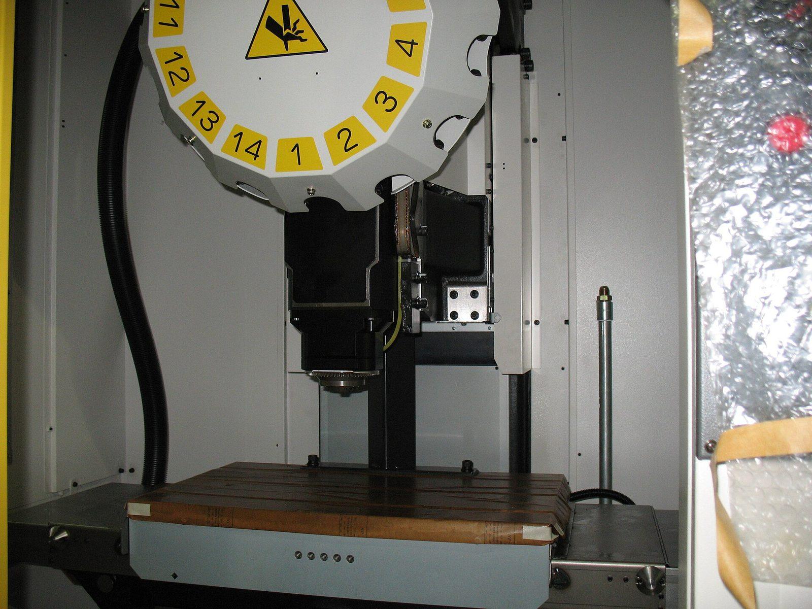 Inside a FANUC Robodrill machining centre — tool carousel and spindle