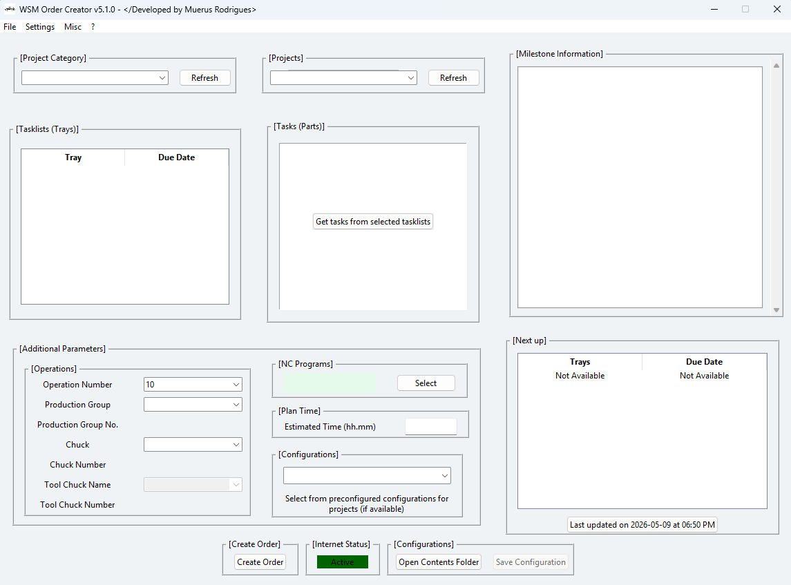 System 3R order creation application screenshot